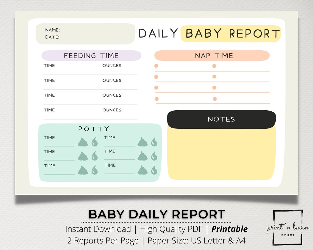 Infant Daily Report Template Printable