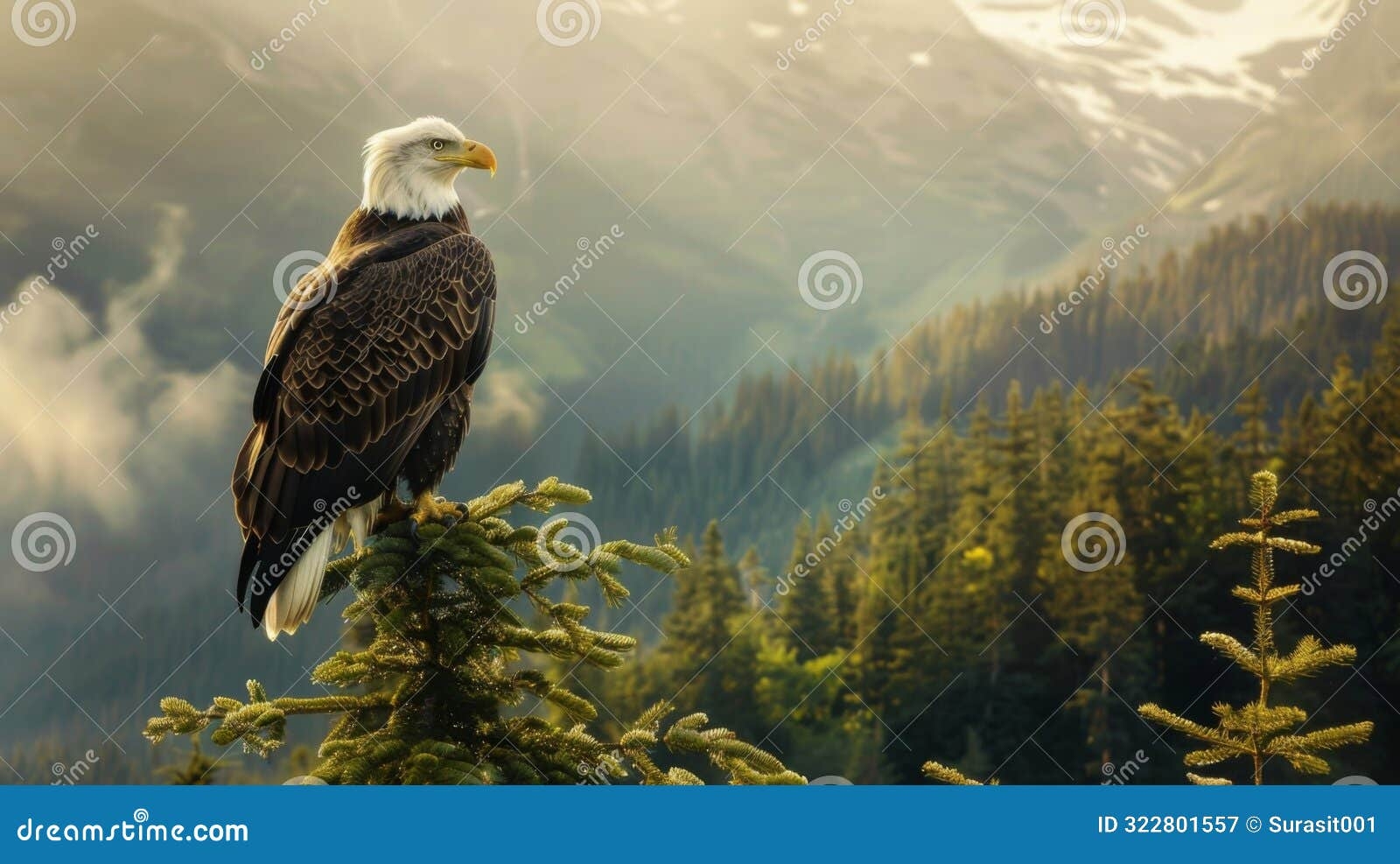 Free Color Printable Picture Mountain Scene With Eagle