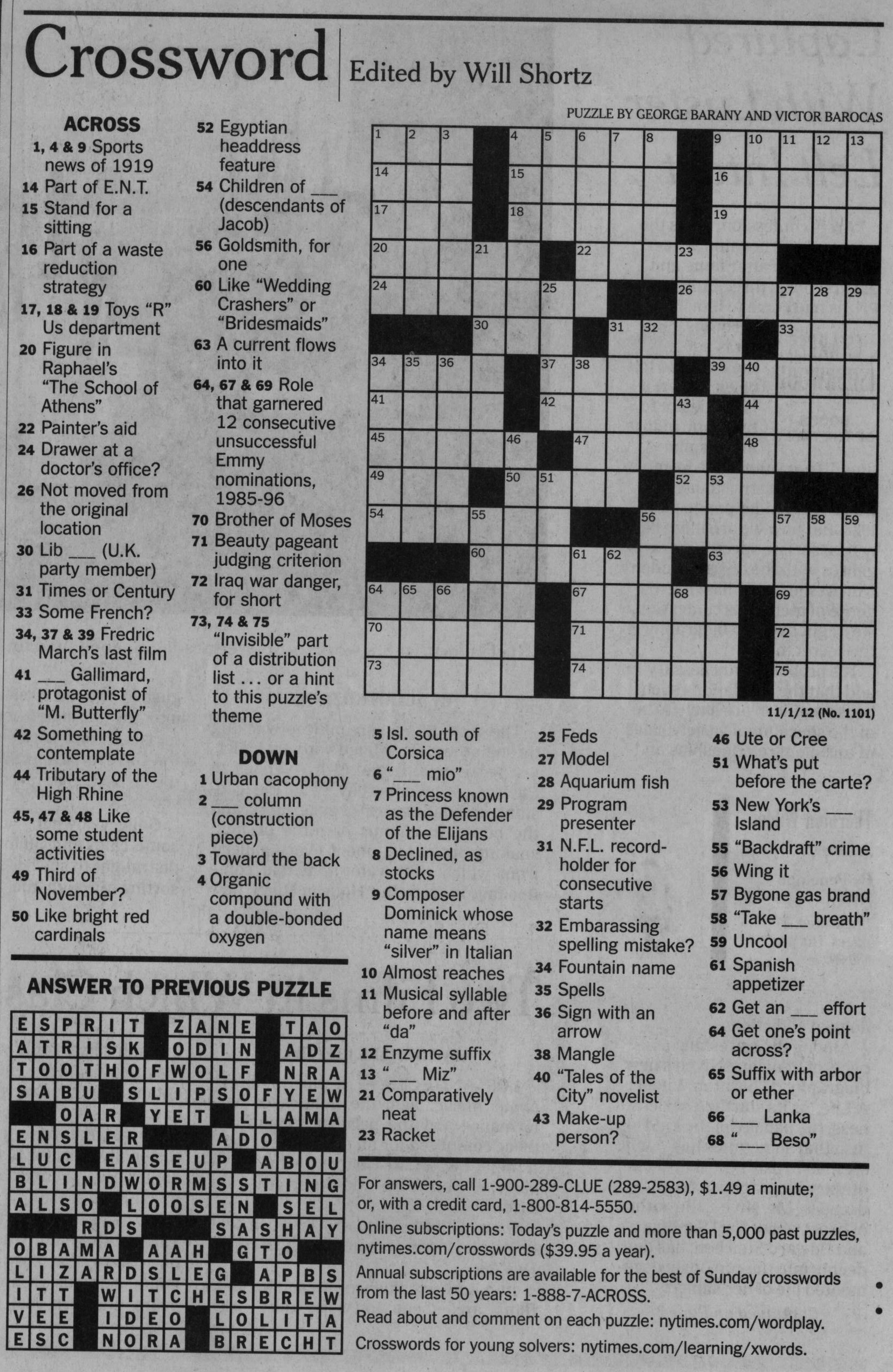 New York Times Crossword Printable Free