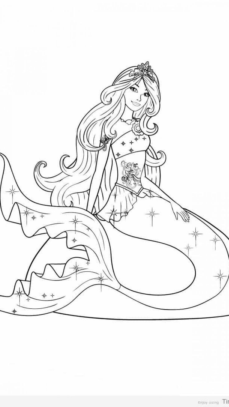 Barbie In A Mermaid Tail Printable Coloring Page