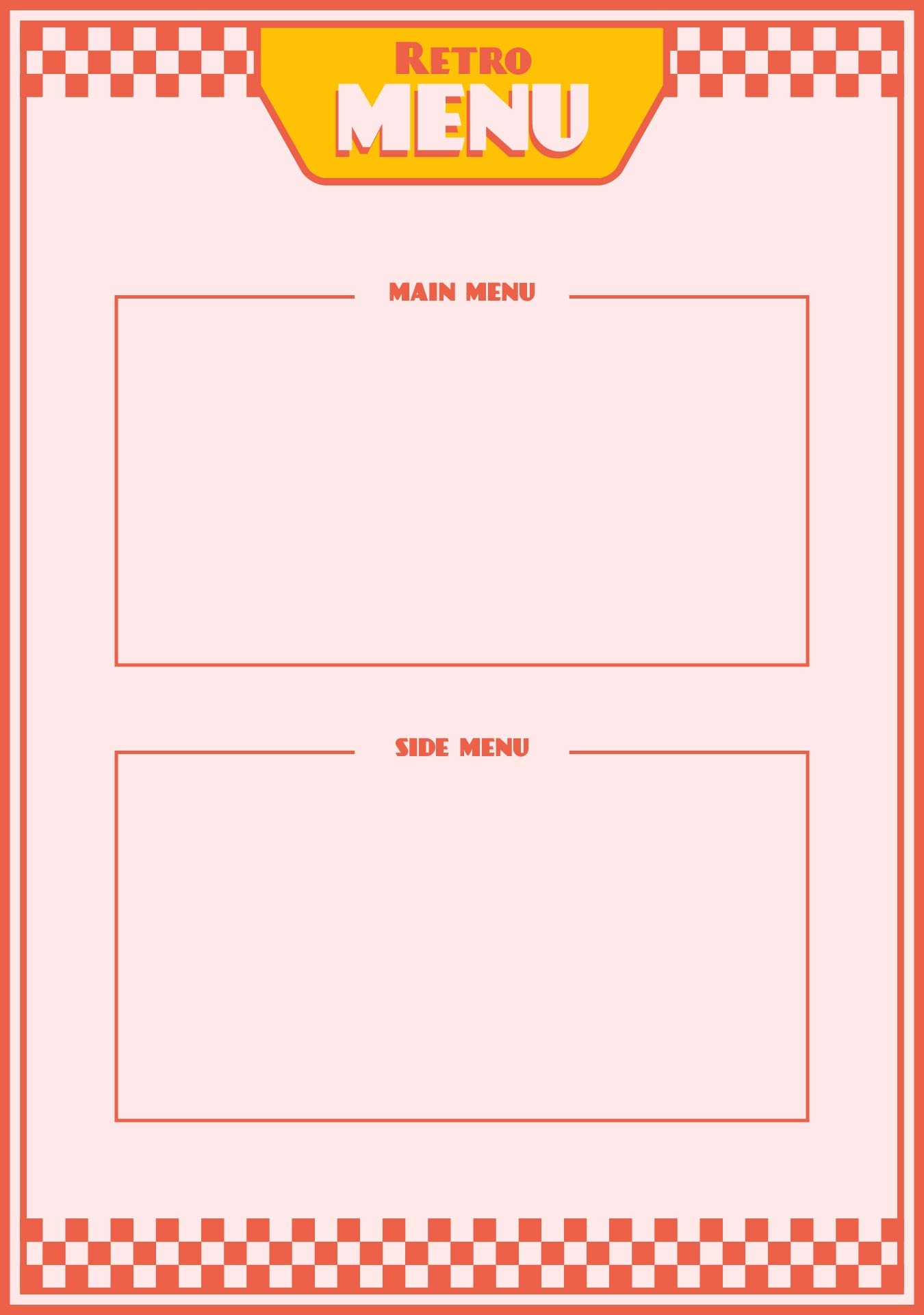 Free Printable Blank Menu Templates