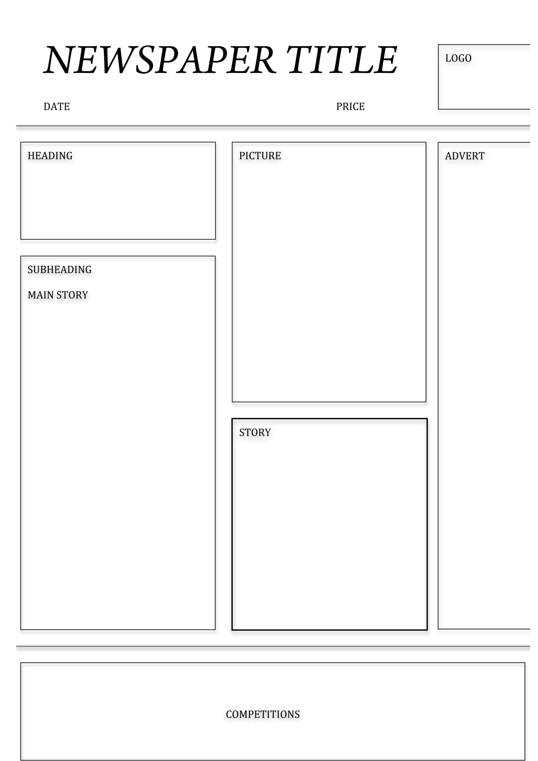 Newspaper Article Printable Template