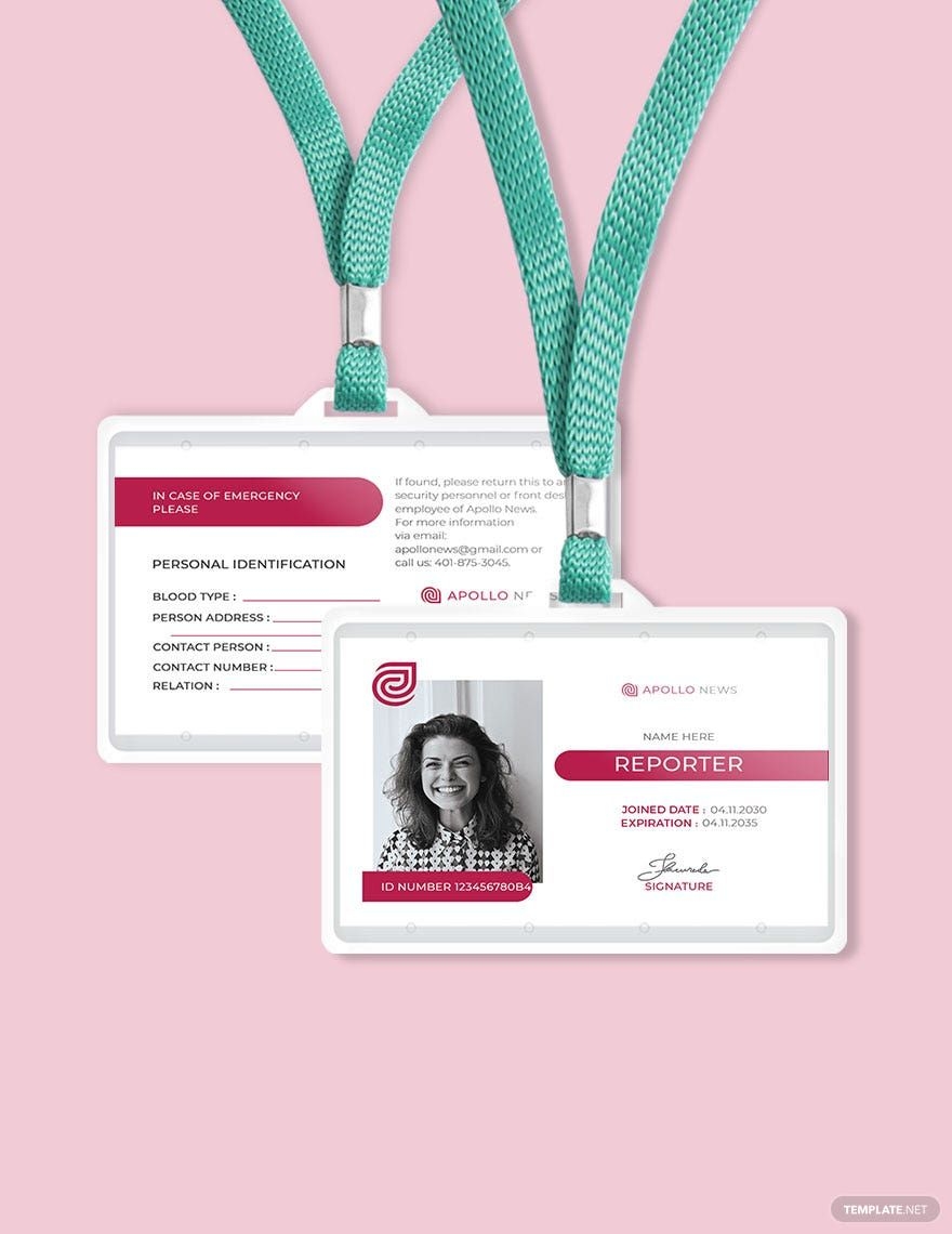 Blank Press ID Card Template In Illustrator Pages PSD Word Publisher Download Template