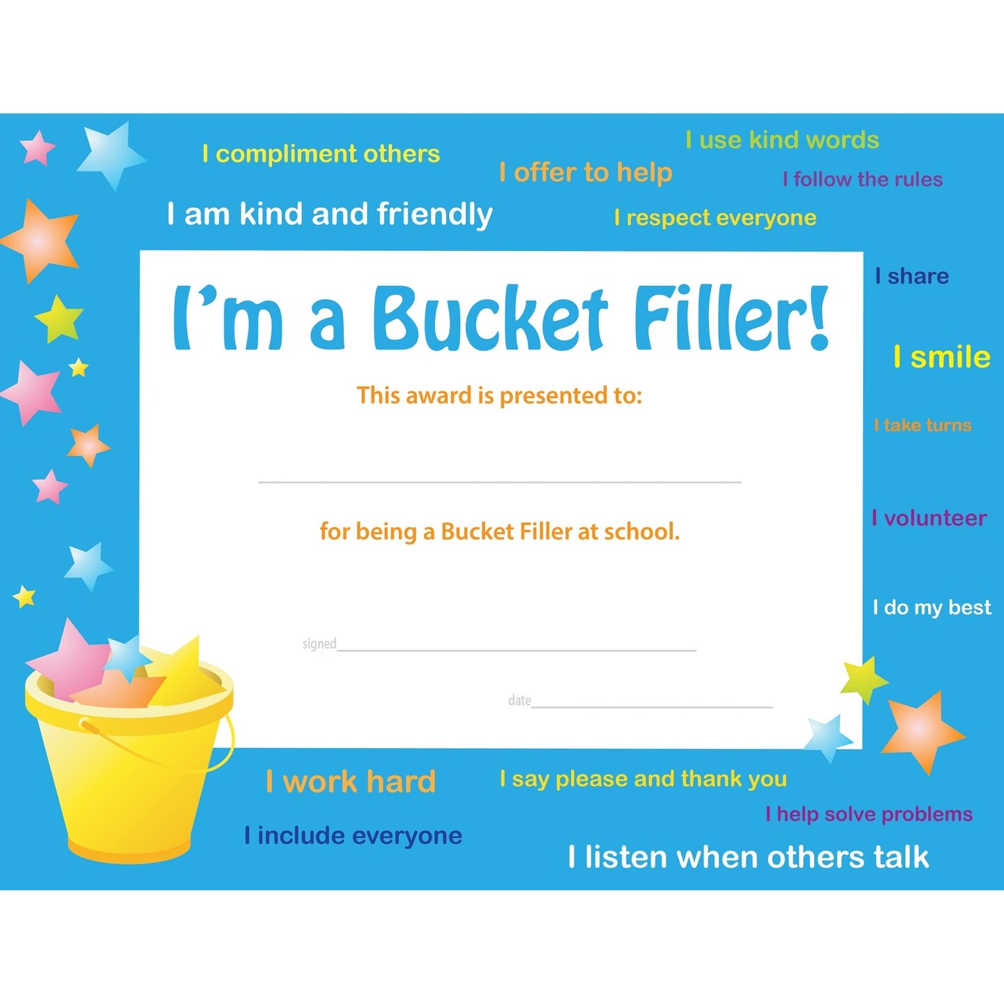 Bucket Filler Award Pack Of 30 Michaels