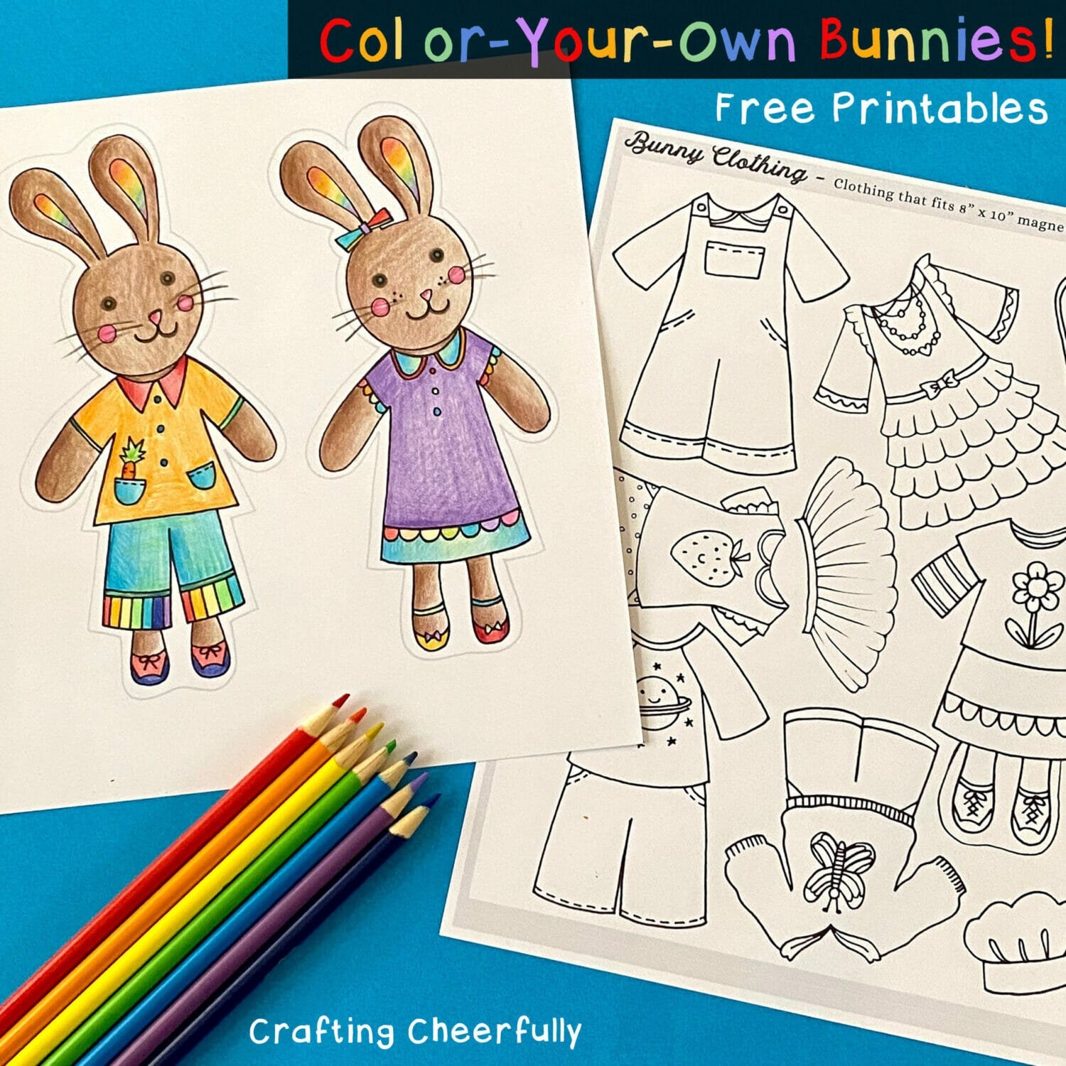 Bunny Paper Doll Coloring Pages Free Printables Crafting Cheerfully