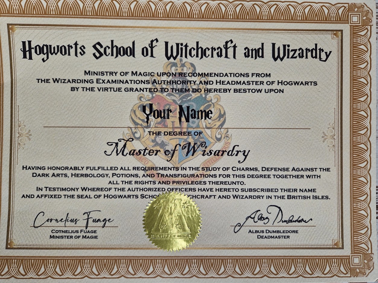 Buy Certificate Of Graduation From A Wizard s School Fanlyshop In Stock
