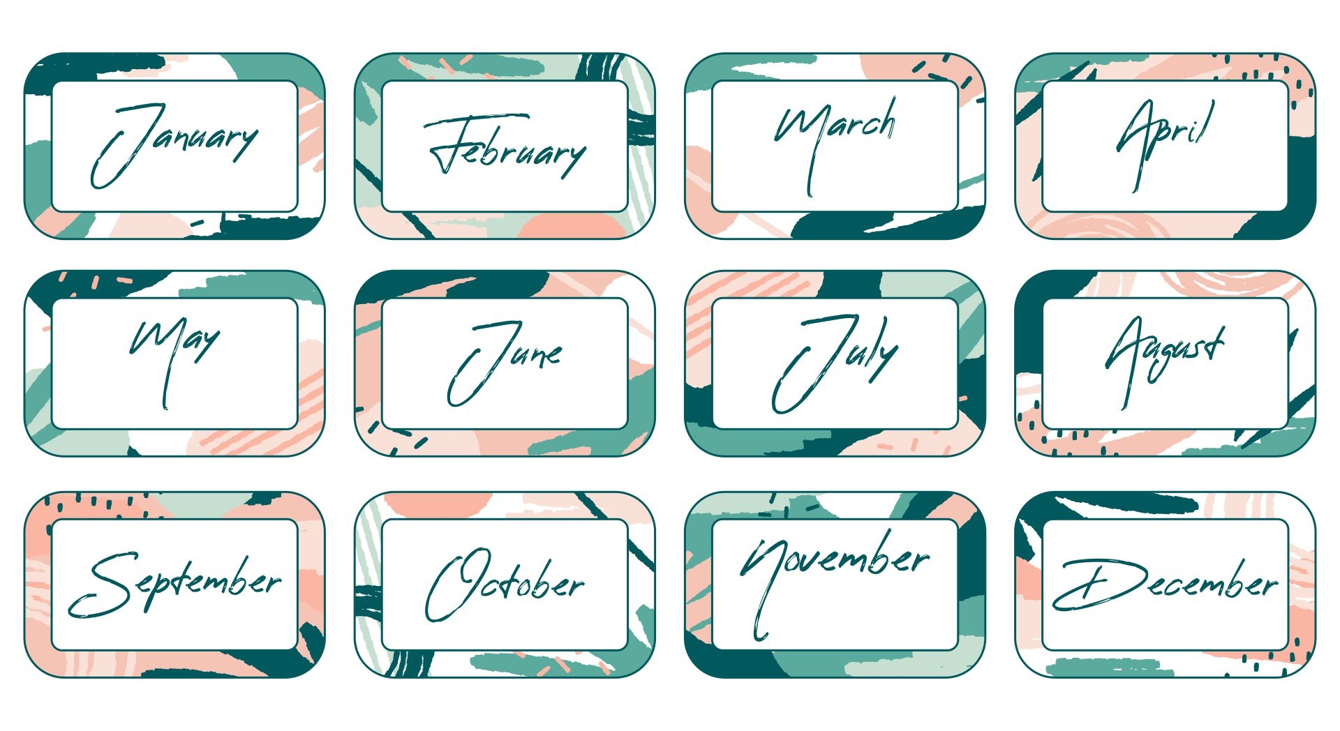 Free Printable Monthly Calendar Headers