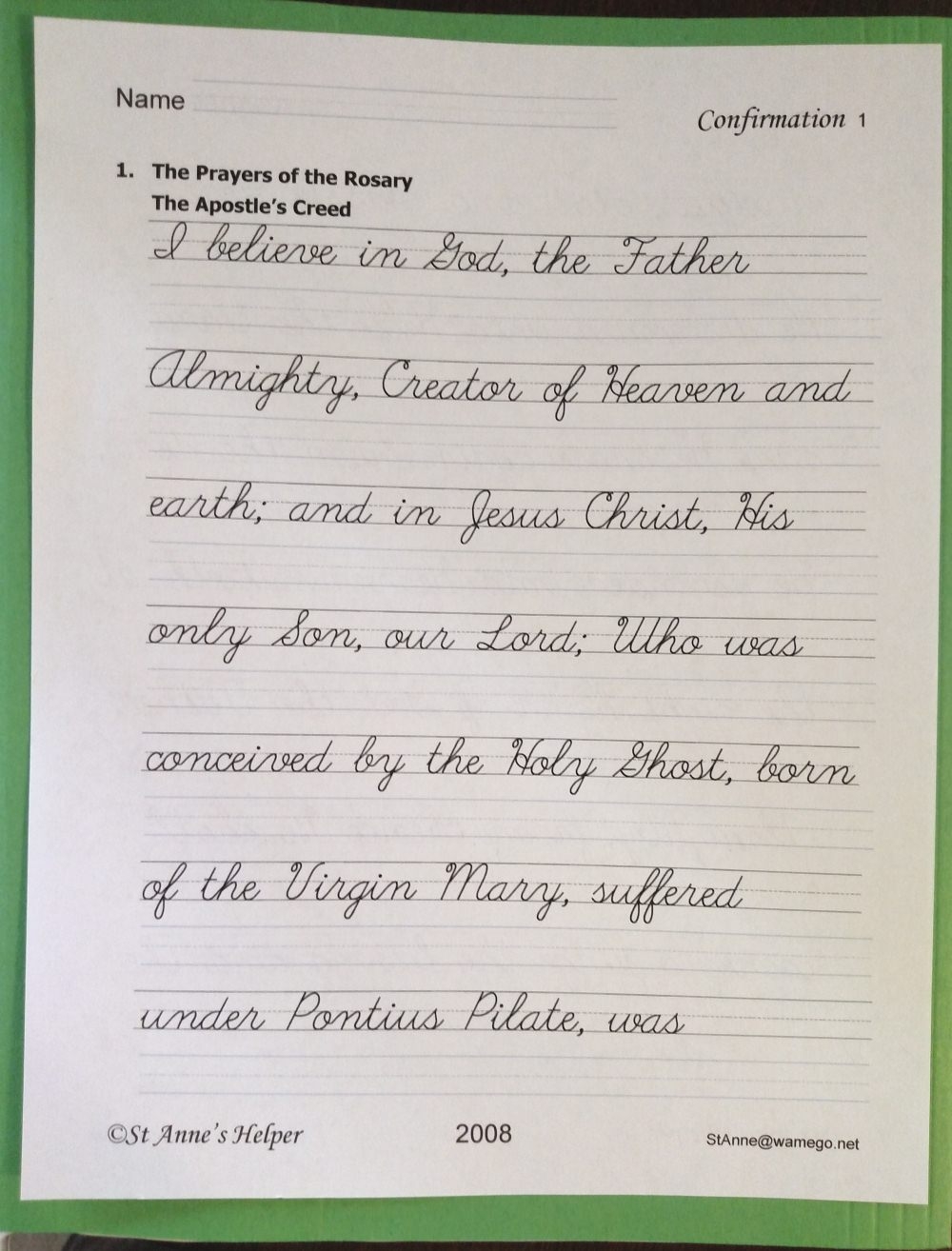 Catholic Confirmation Worksheets Printable
