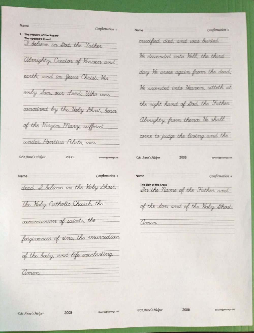 Catholic Confirmation Quiz Printable Baltimore Catechism Copybook