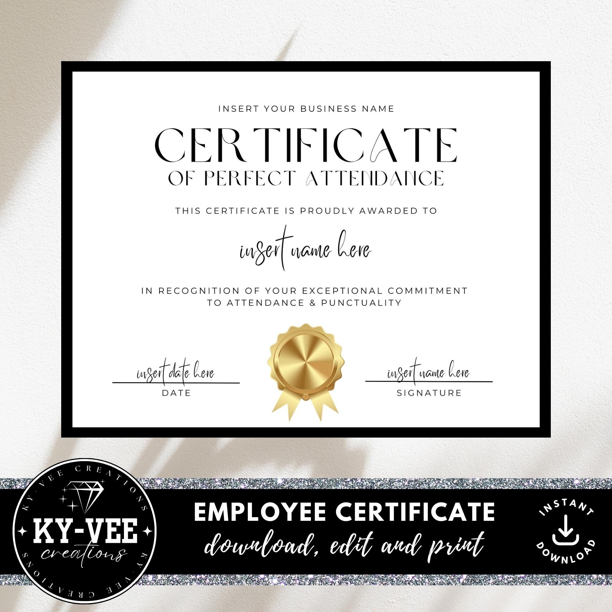 Outstanding Attendance Certificate Printable
