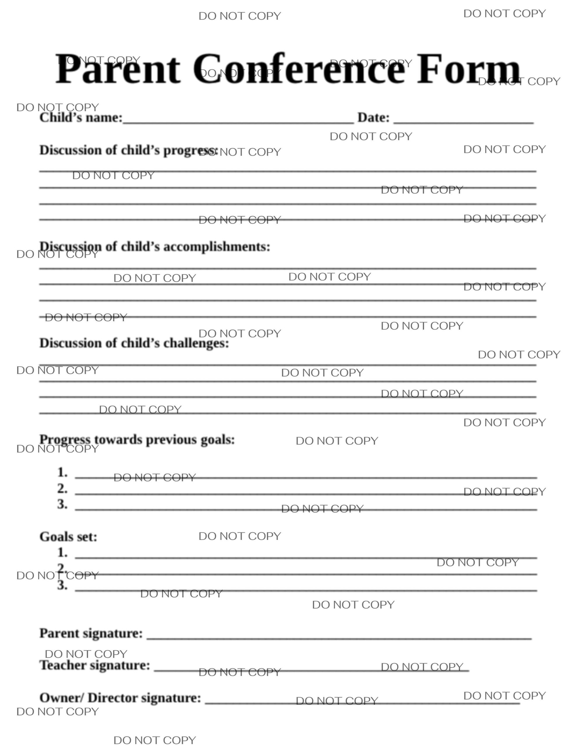 Childcare Parent Conference Form PDF Digital Download Etsy