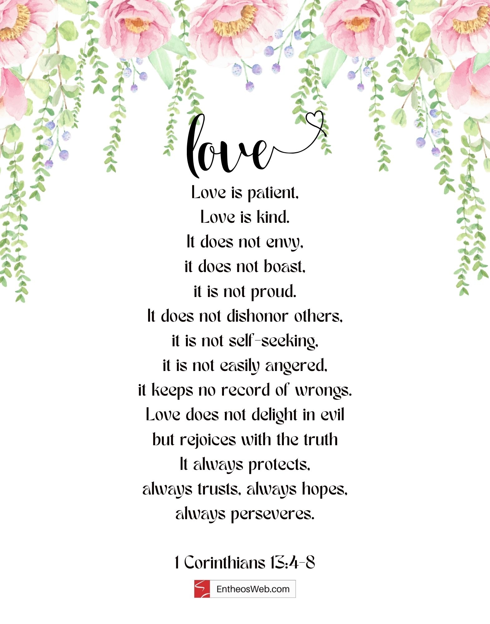 Free Printable Love Is Patient Love Is Kind