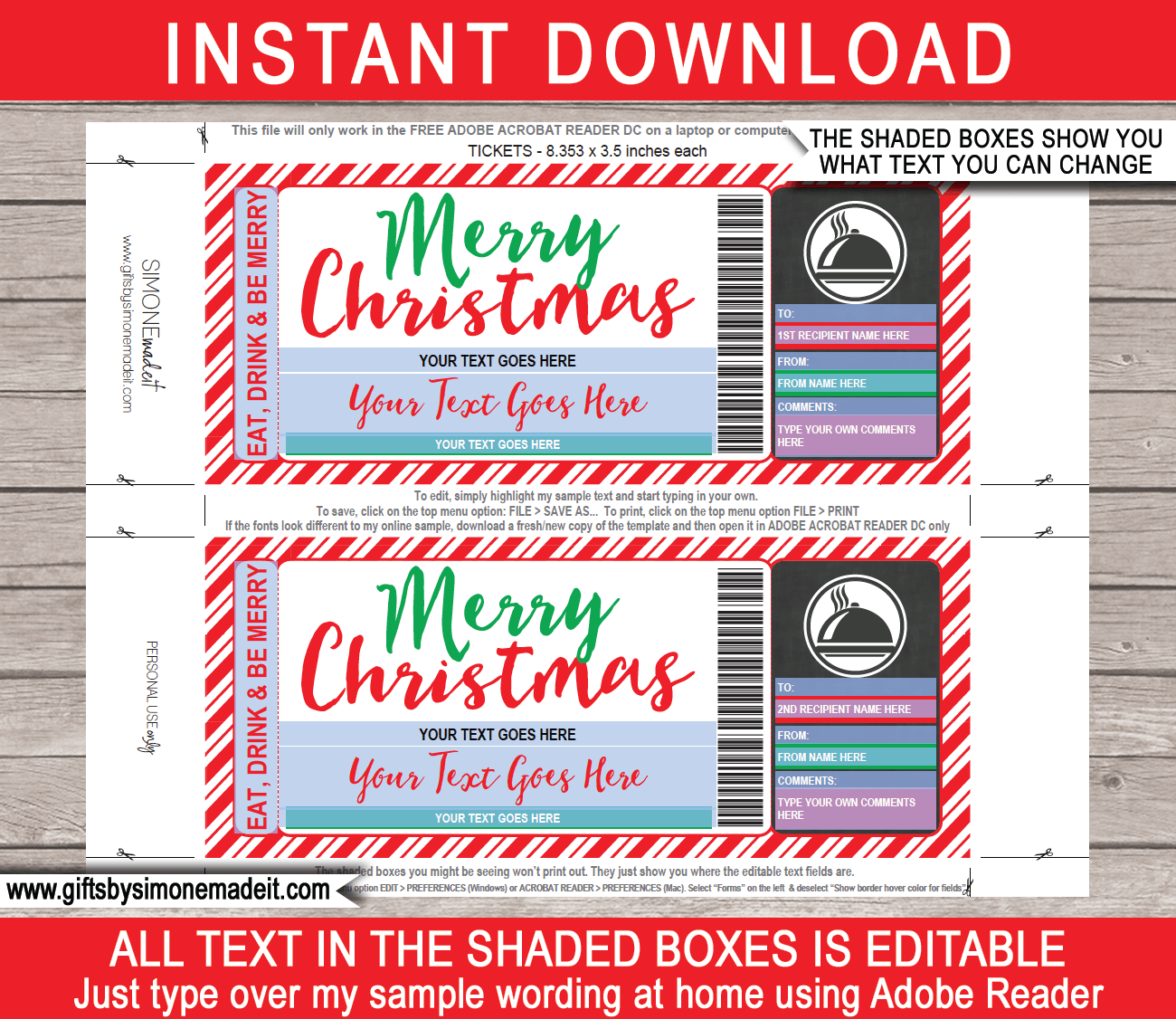 Dinner Gift Certificates Free Printable