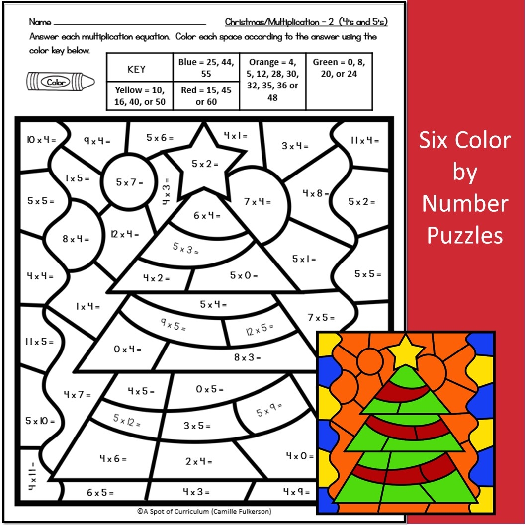 Free Printable Math Multiplication Christmas Coloring Pages