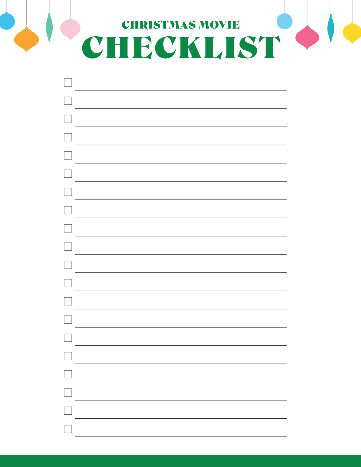 Christmas Movie Checklist Printable The Crafted Life