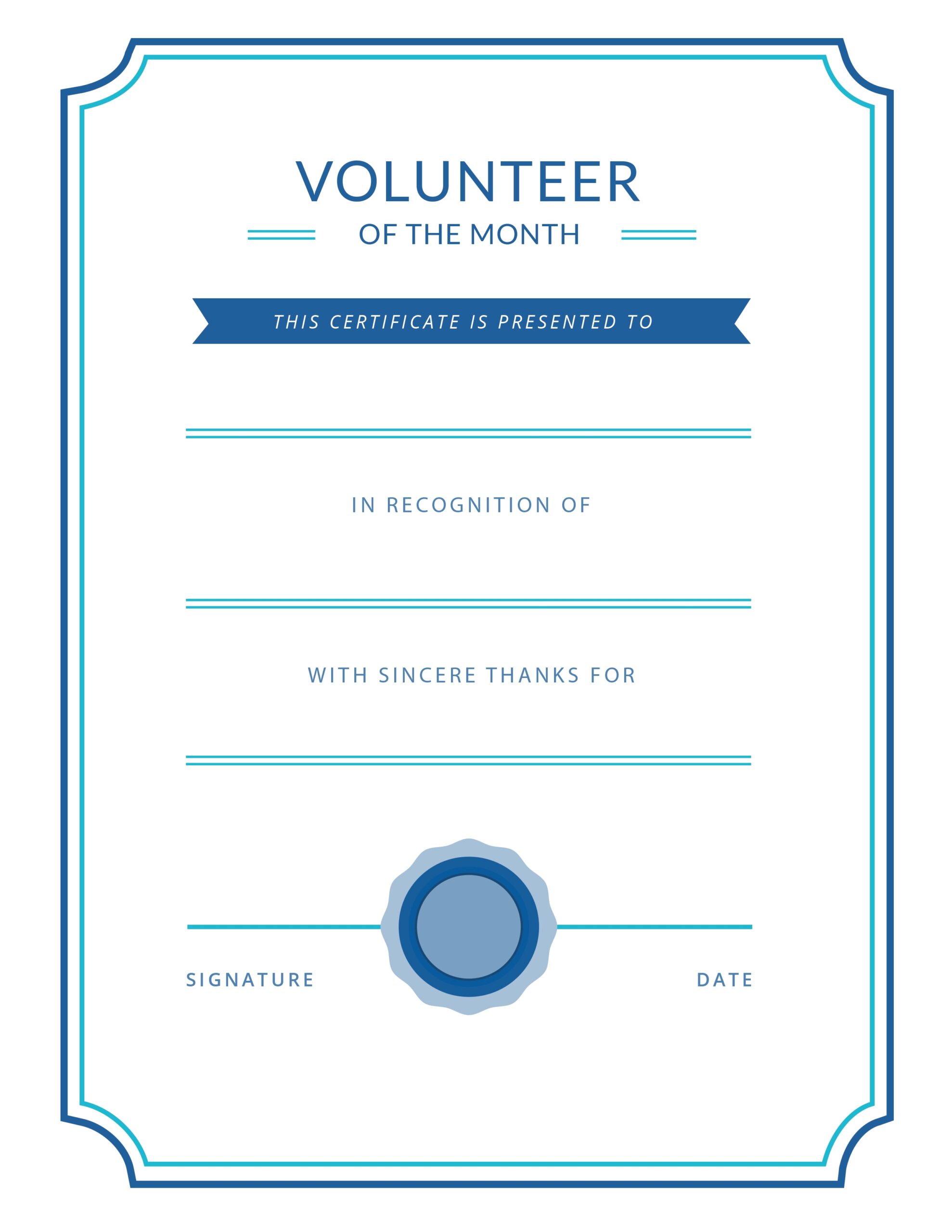 Classic Printable Volunteer Appreciation Certificates SignUp