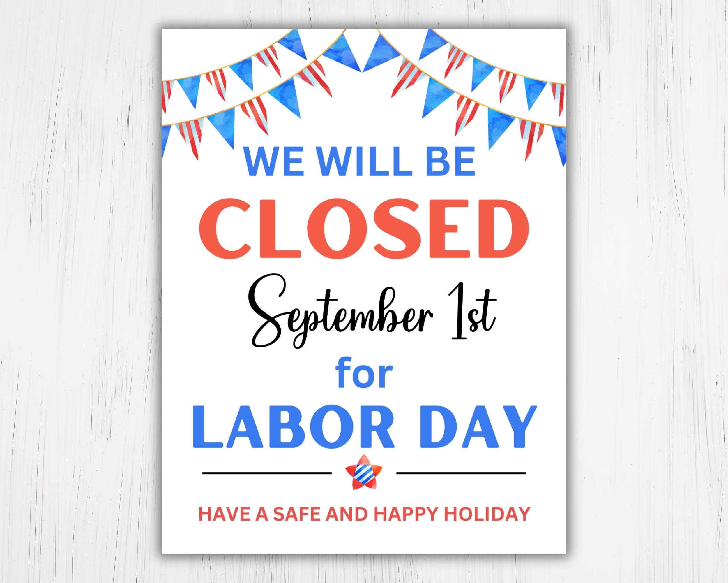 Free Printable Closed Signs For Labor Day