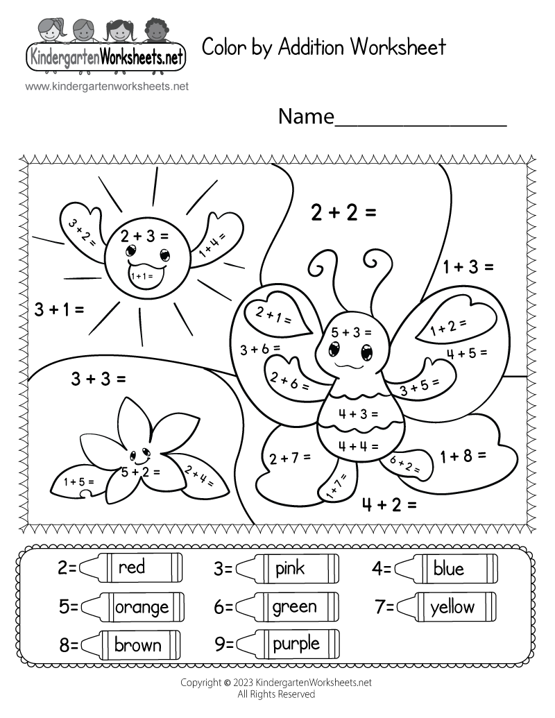Printable Math Worksheets Kindergarten Addition