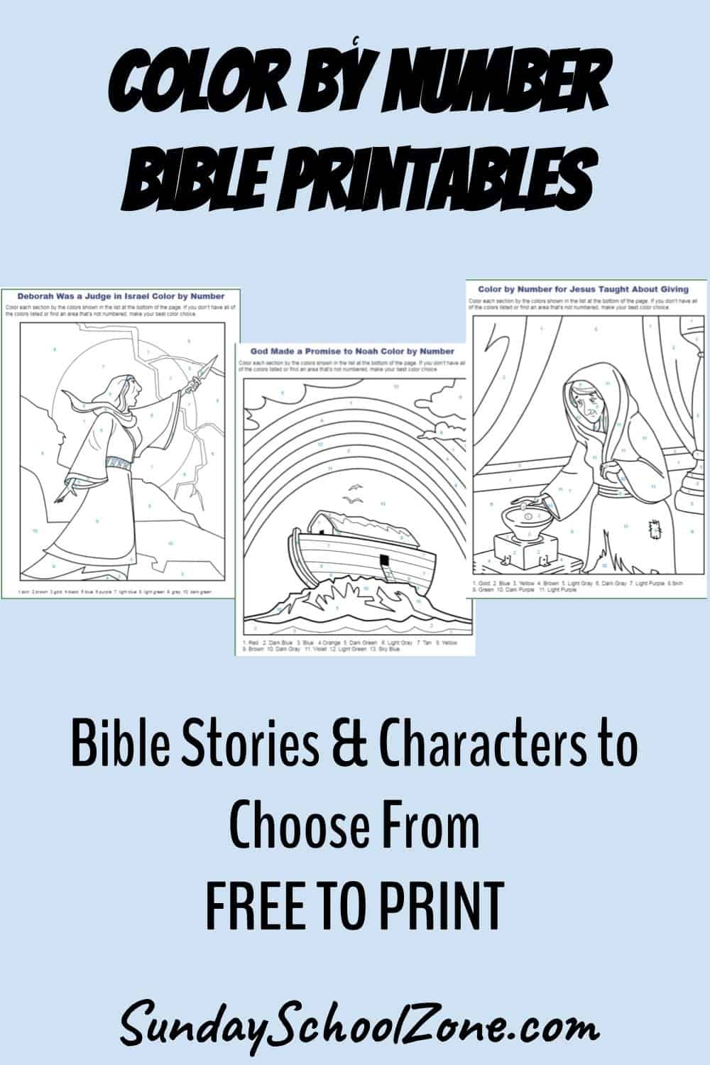 Color By Number Bible Coloring Pages On Sunday School Zone