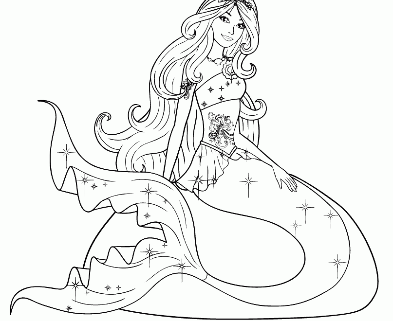 Coloring Page Barbie Princess Mermaid