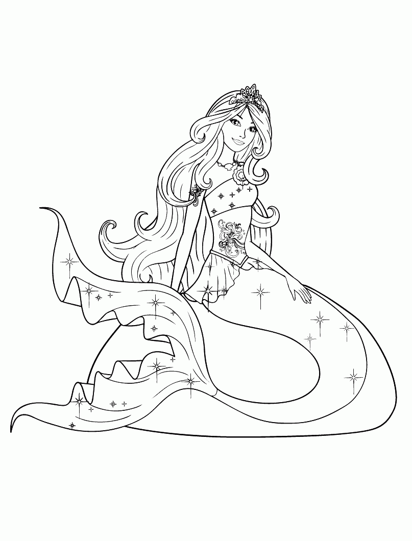 Coloring Page Barbie Princess Mermaid