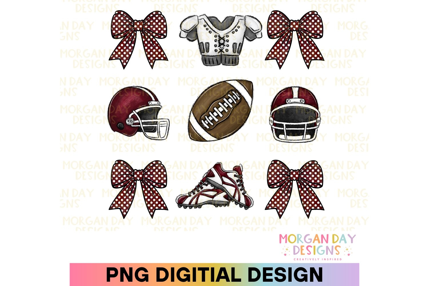 Coquette Football Preppy Bow PNG Sublimation 4348747 