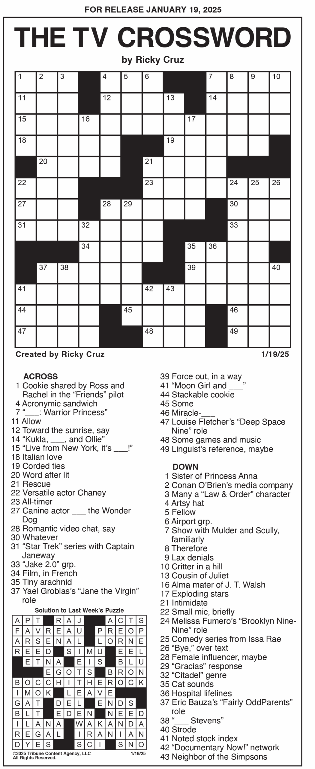 Printable La Times Crossword 2025