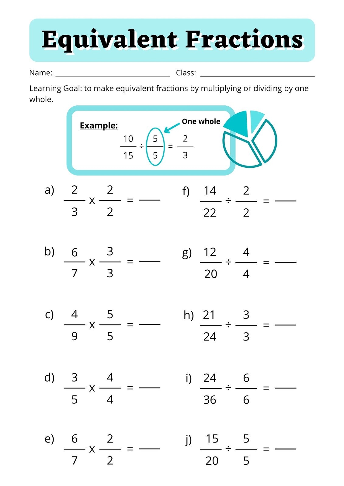 Customize 22 Equivalent Fraction Worksheets Templates Online Canva