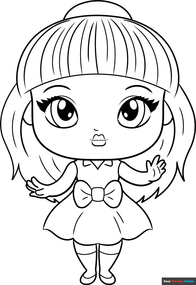 Cute Doll Coloring Page Easy Drawing Guides