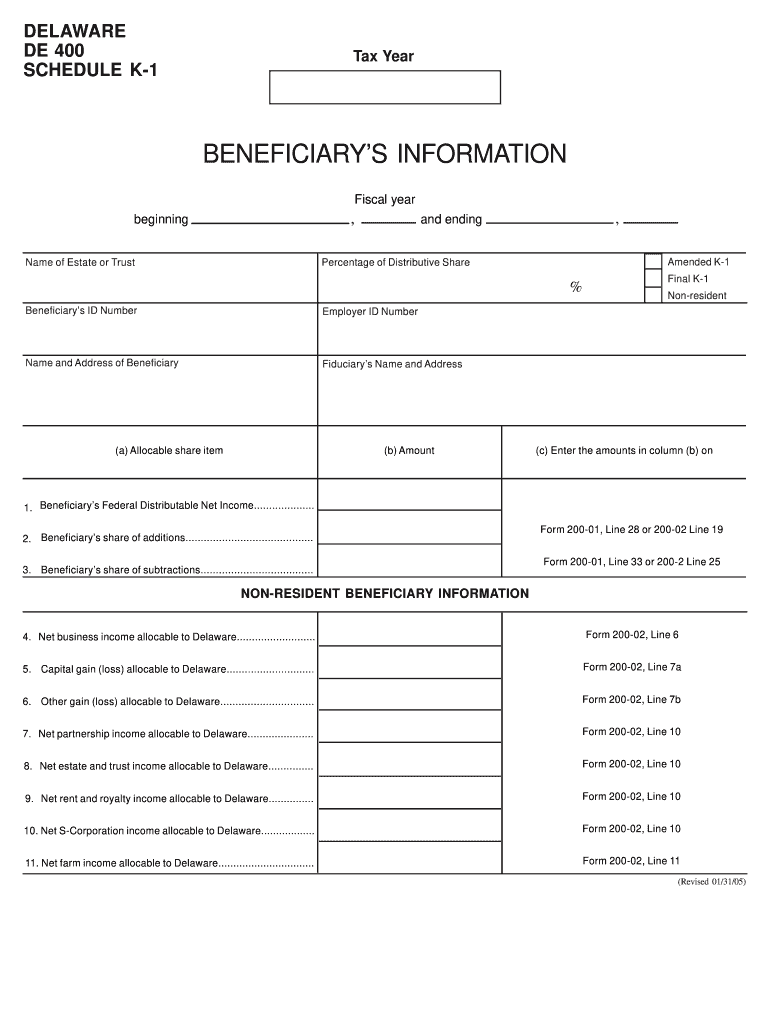 De Schedule K 1 Delaware Fill Online Printable Fillable Blank PdfFiller