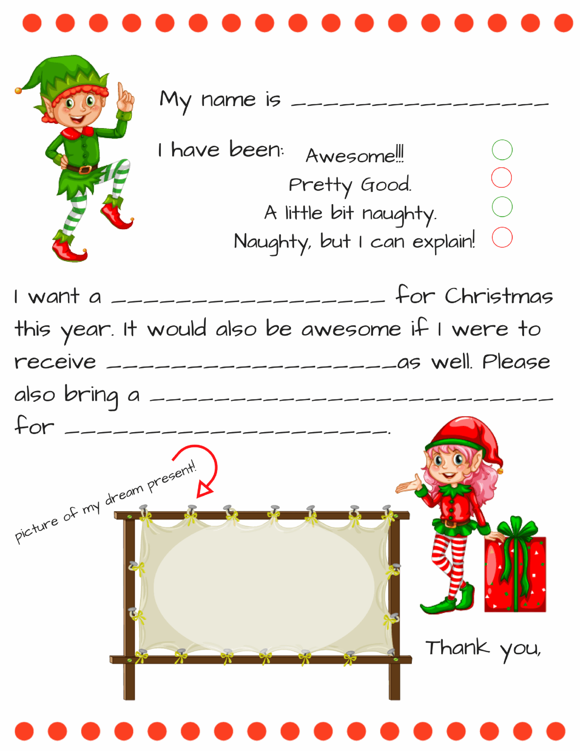 Printable Template For Letter To Santa