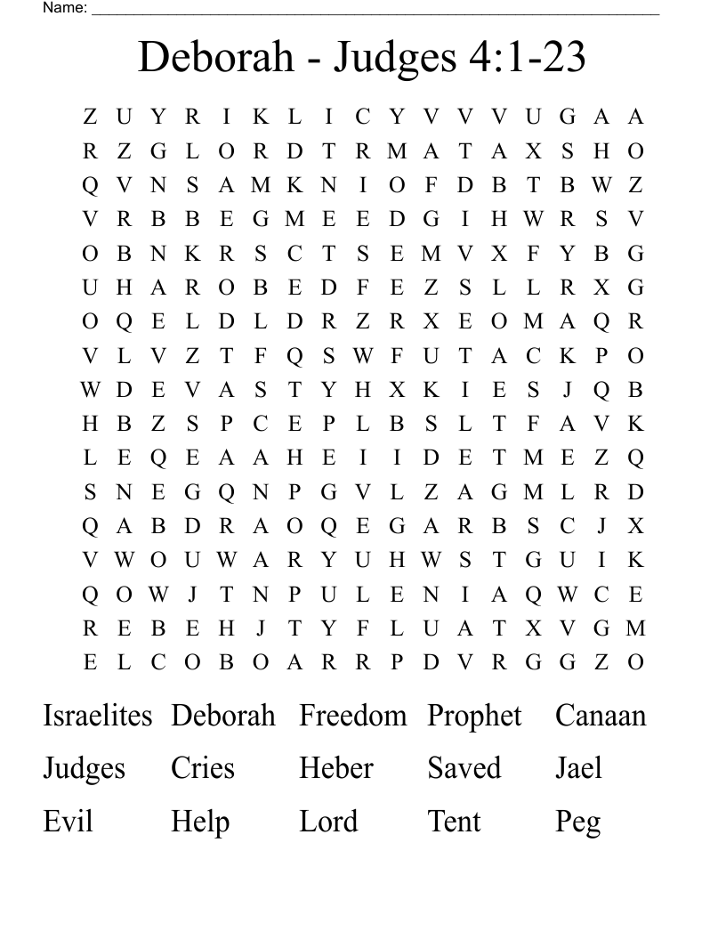 Free Printable Bible Worksheets About Deborah