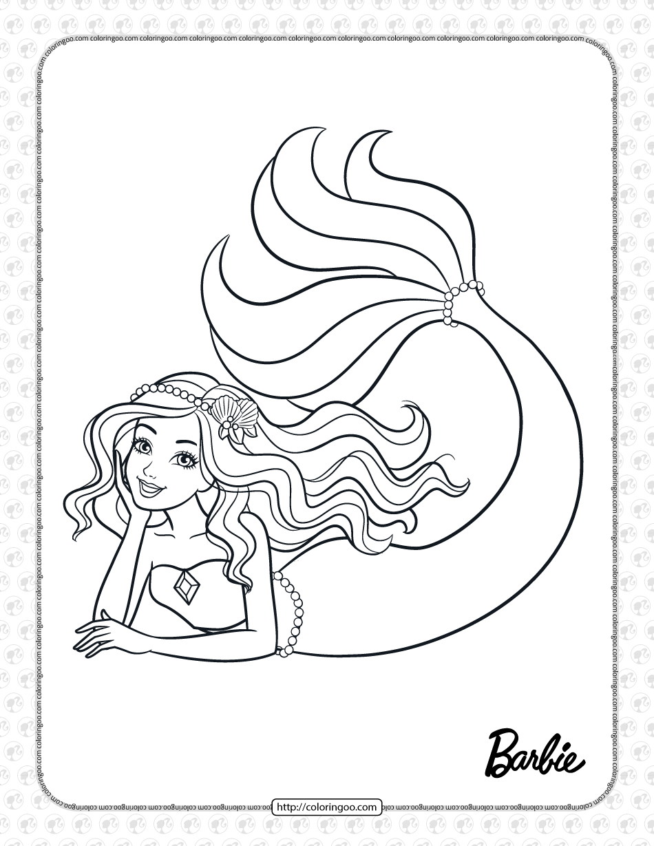Decorate The Mermaid Tail Barbie Coloring Page