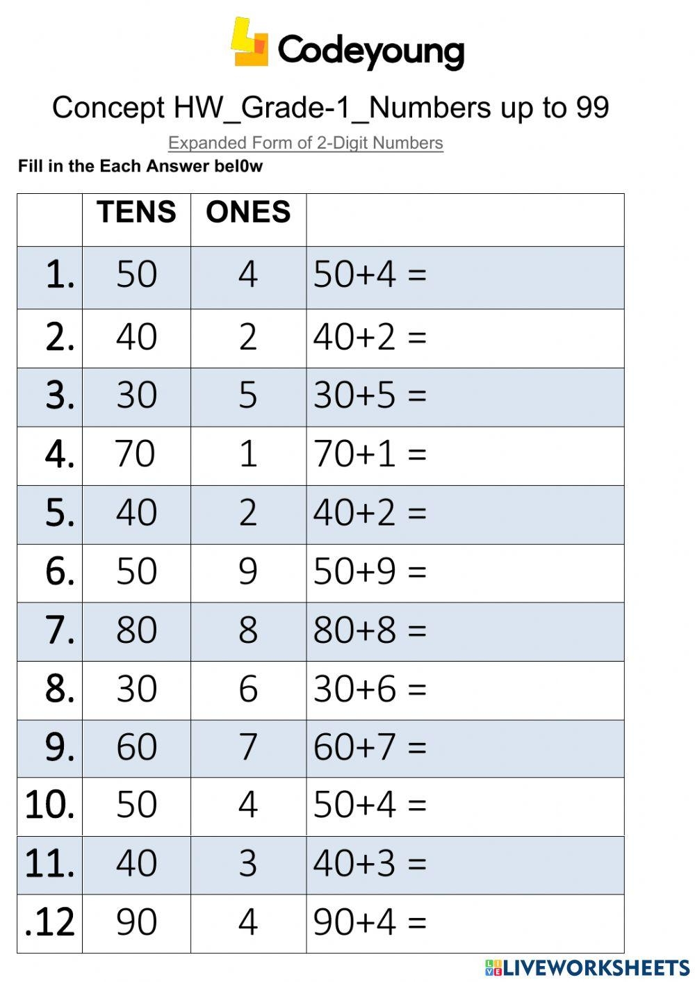 Digit Addition Expanded Latest Form