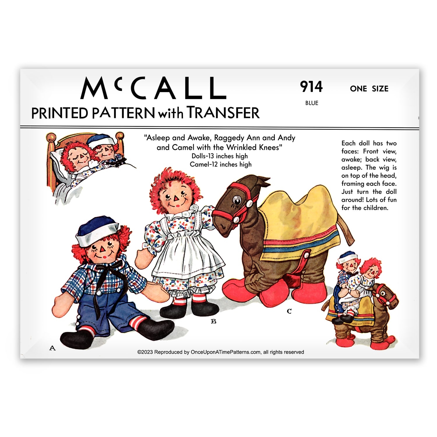 Doll Raggedy Ann Andy Plus Camel McCall 914 Vintage Sewing Pattern Vintage Sewing Patterns Shop