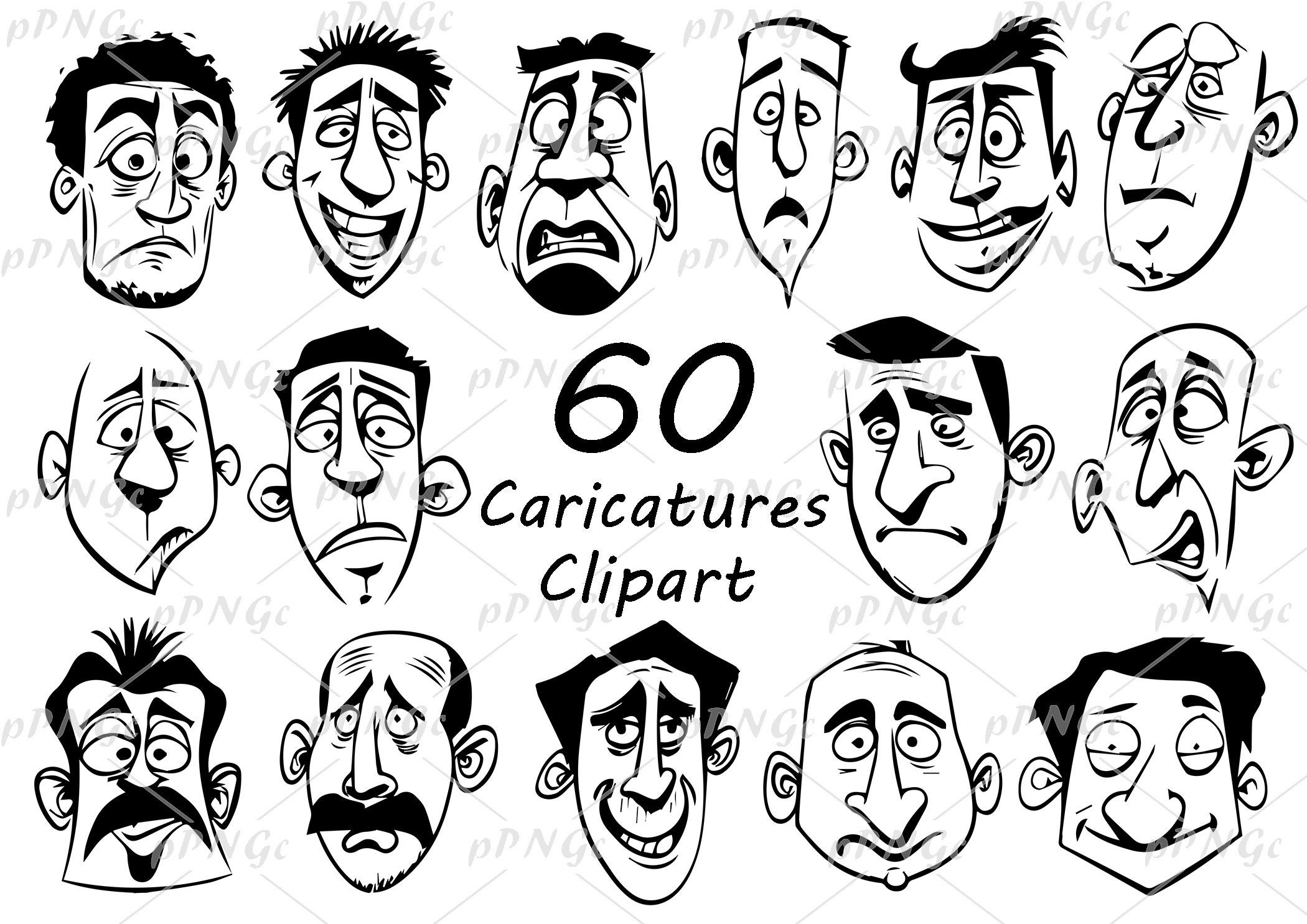 Free Printable Caricature Tracing Facial Feature Patterns