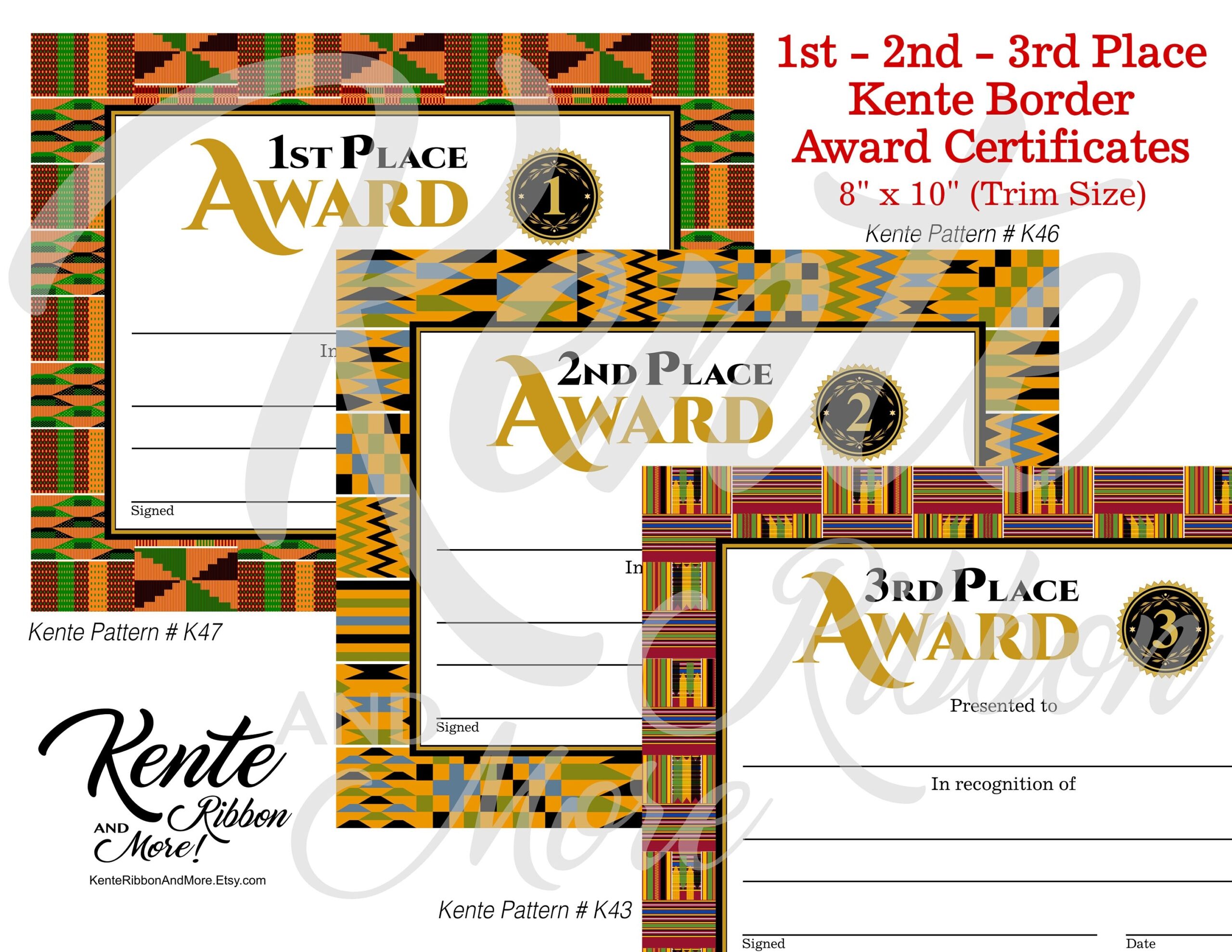 Download Kente Border 1st 2nd 3rd Place Award Certificate Templates Print 8 5x11 Trim To 8x10 If Desired PDF JPG PNG Etsy