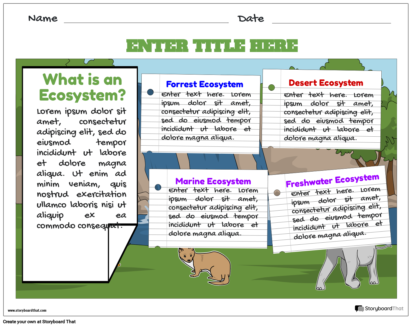Ecosystems Worksheets Free Printable By Storyboard That