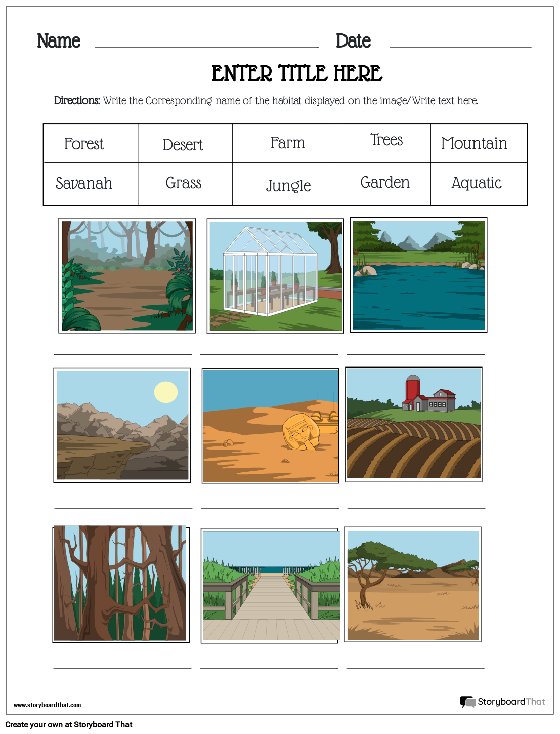 Ecosystems Worksheets Free Printable By Storyboard That