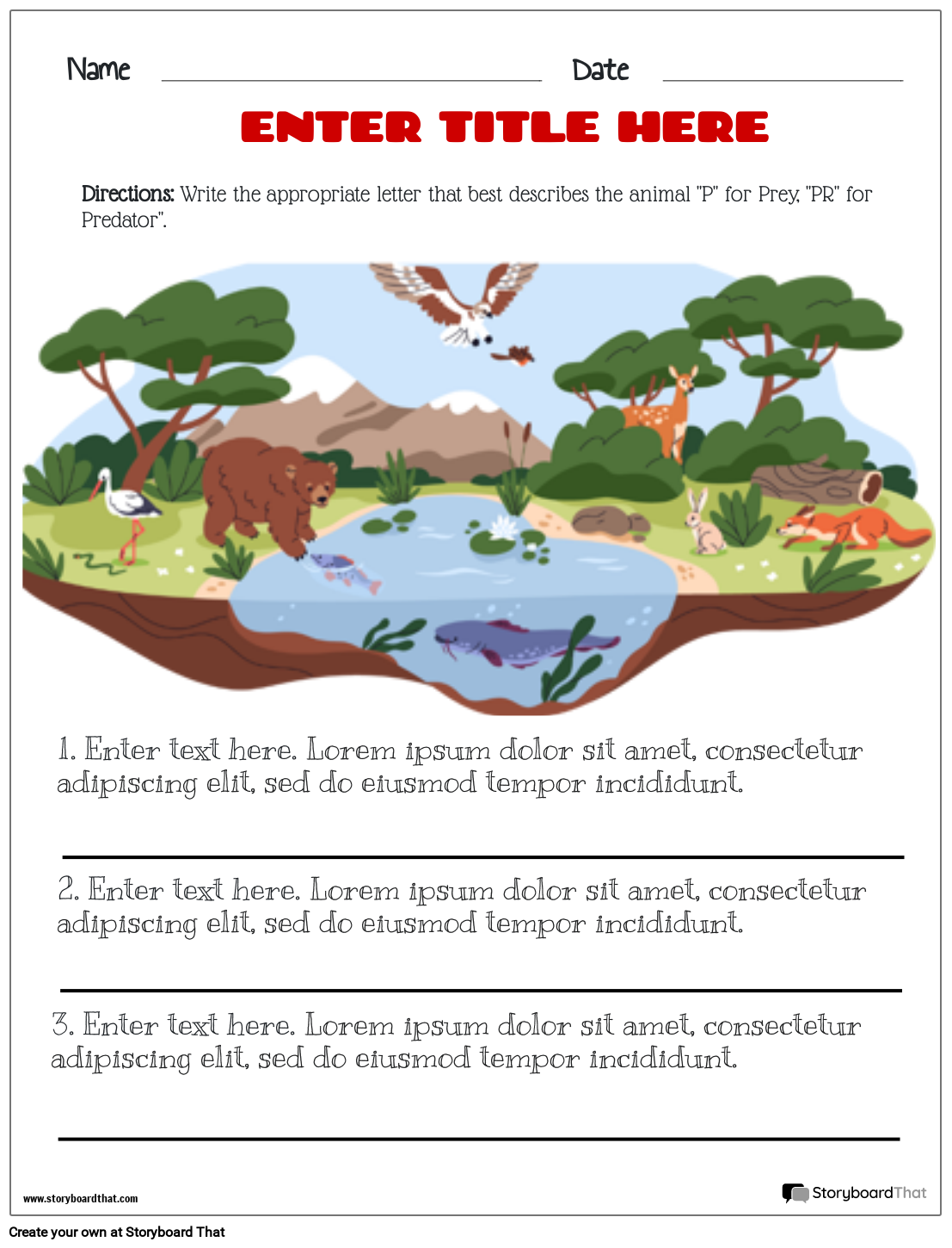 Ecosystems Worksheets Free Printable By Storyboard That