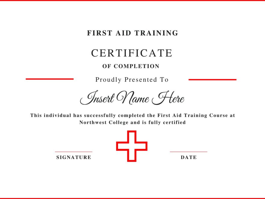 Editable Certificate Of Completion First Aid Training Certificate Template Printable Course Completion Certificate CPR Certificate CPR Etsy India