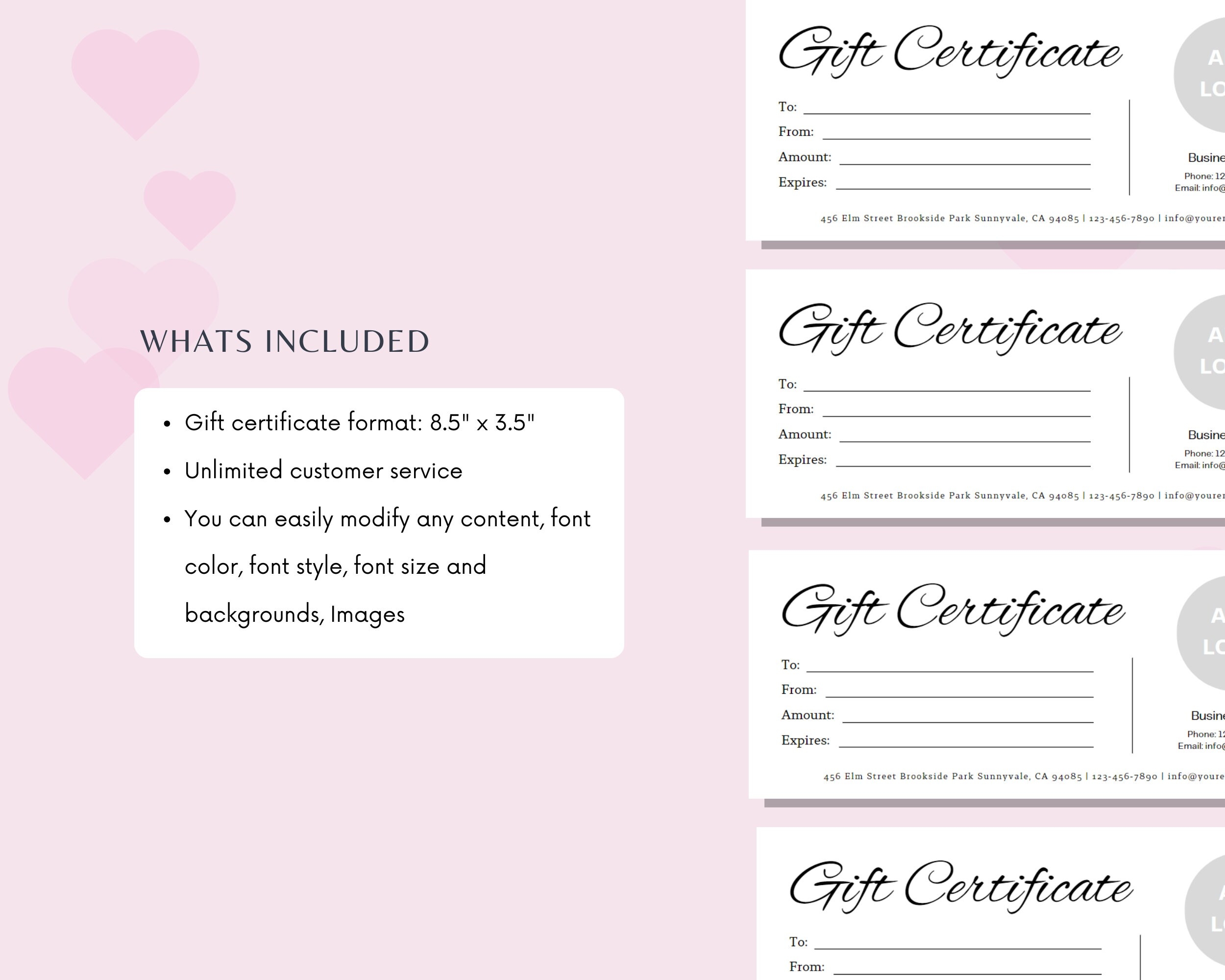 Editable Gift Certificate Template gift Certificate Template Modern Gift Certificate Editable Gift Card Instant Download Gift Voucher Etsy