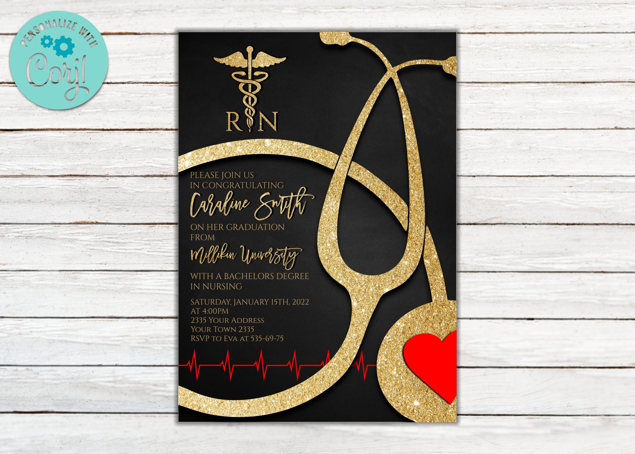 Editable Nursing Graduation Invitation Registered Nurse Worksheets Library