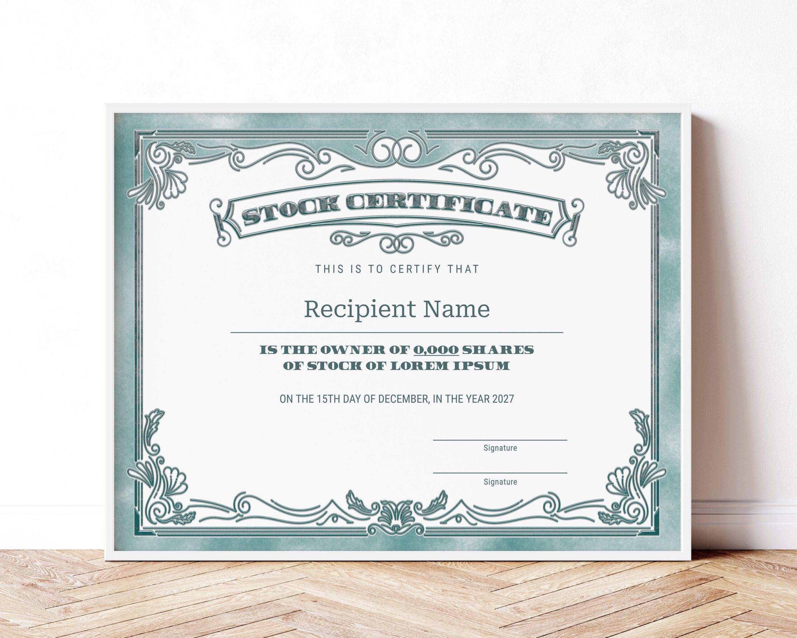 EDITABLE Stock Certificate Template Printable Certificate Of Stock Share Of Stock Common Stock Gift Certificate Instant Download Jet110 Etsy