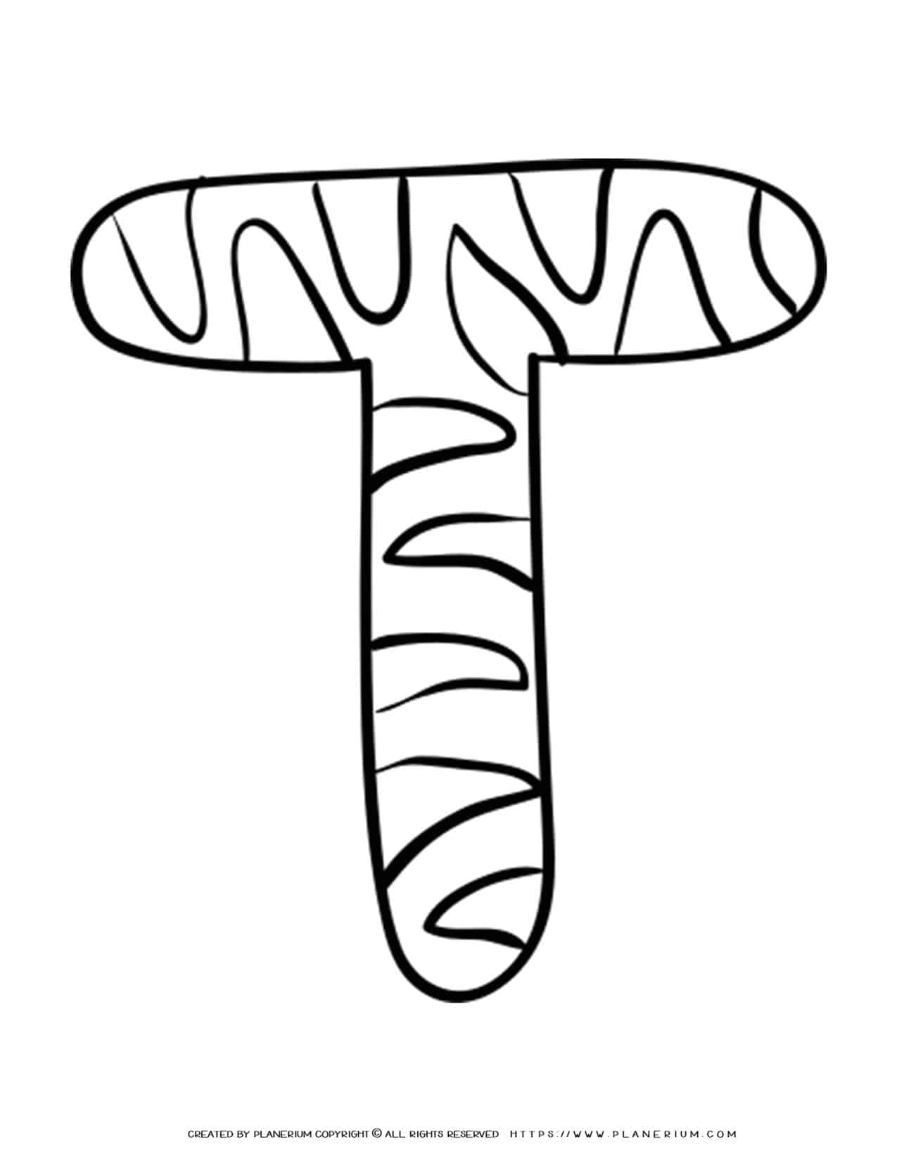 English Alphabet Capital T With Pattern Coloring Page Planerium