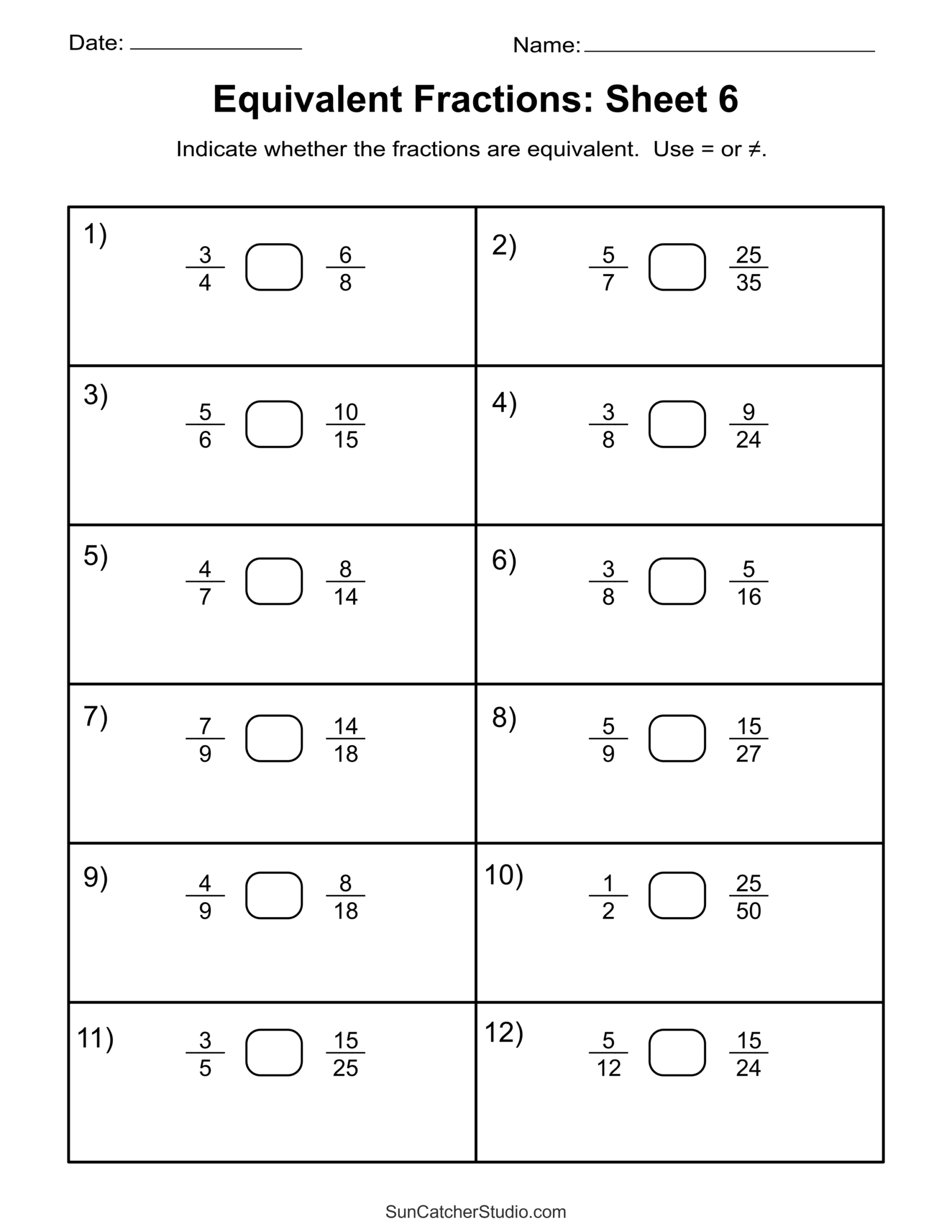 Equivalent Fractions Finding And Writing Equal Fractions Free Printables Monograms Design Tools Patterns DIY Projects
