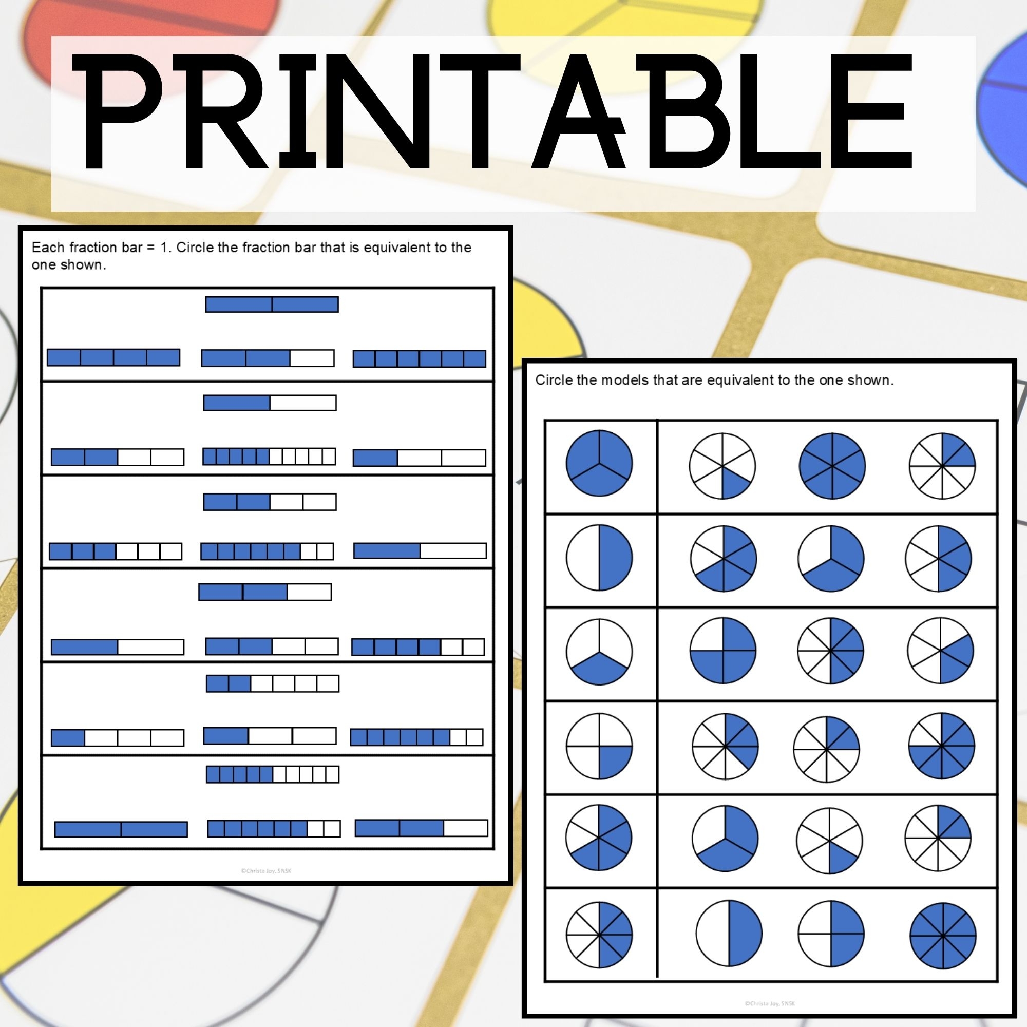 Printable Equivalent Fraction Worksheets