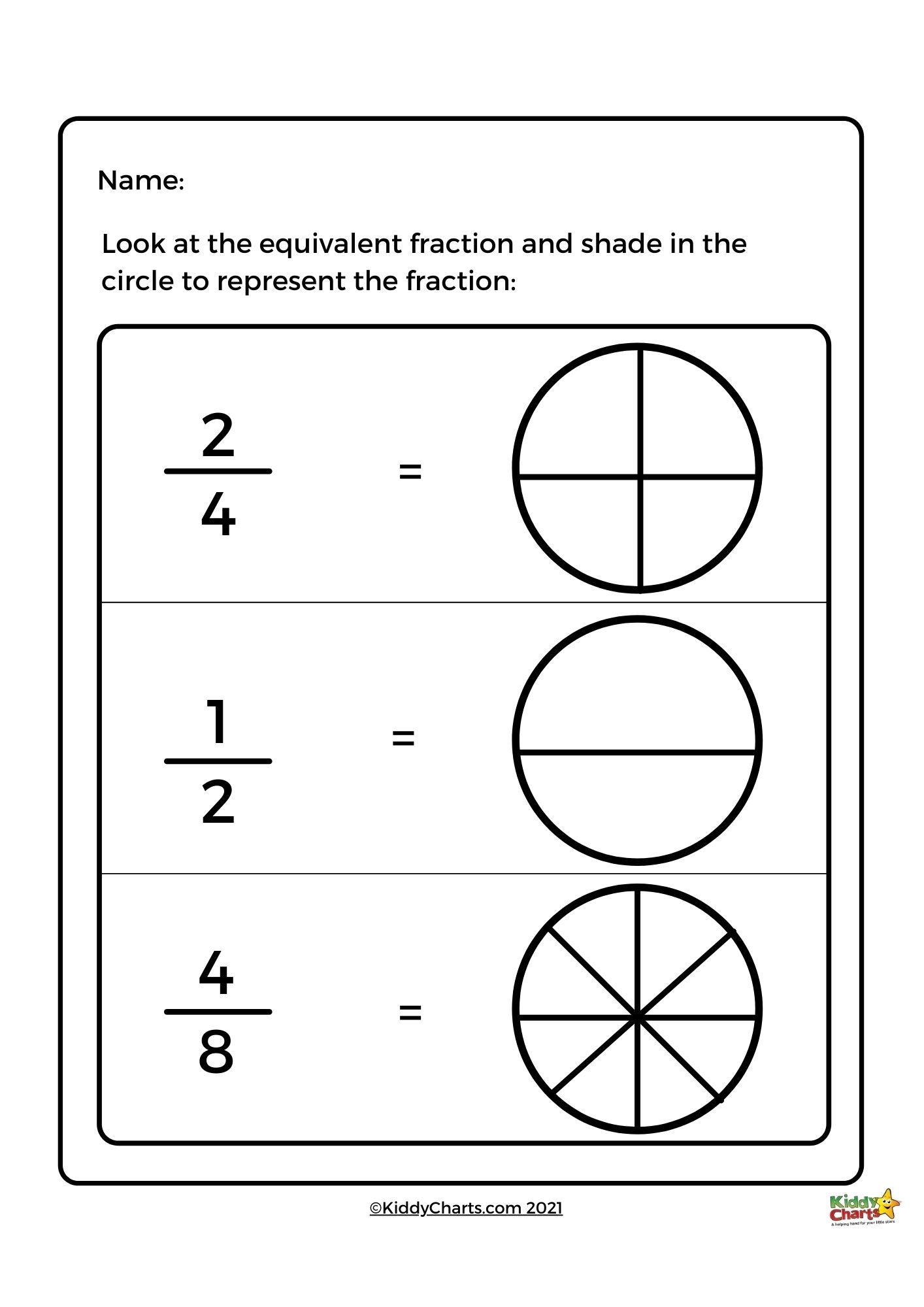 Equivalent Fractions Worksheets KiddyCharts Shop