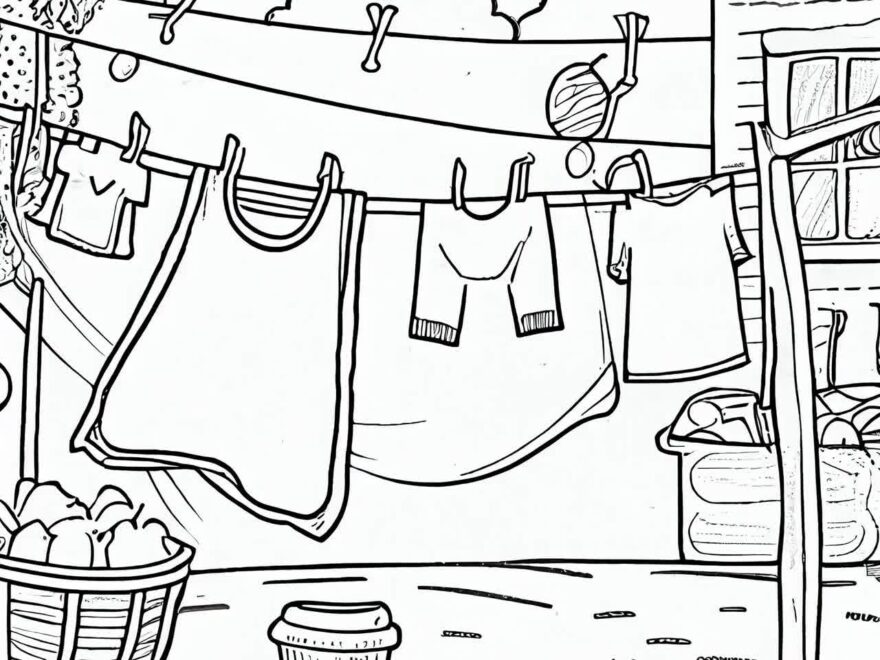 Experience The Joy Of Laundry Day With 30 Refreshing Clothesline Coloring Pages Instant PDF Download For Creative Fun PRINT PAINT Etsy