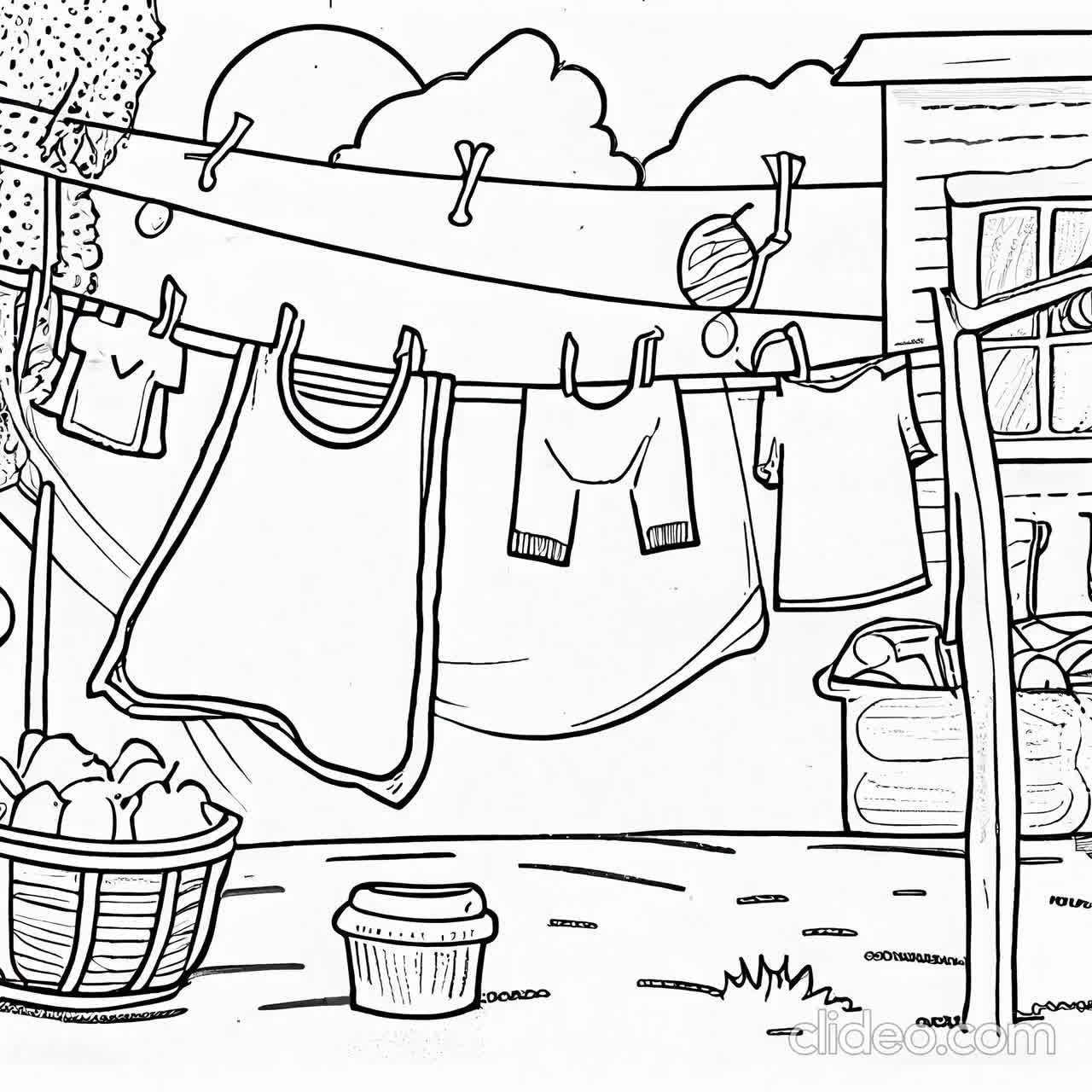 Experience The Joy Of Laundry Day With 30 Refreshing Clothesline Coloring Pages Instant PDF Download For Creative Fun PRINT PAINT Etsy